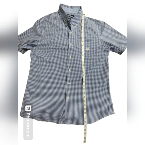 NWOT Chaps Easy Care Blue Gingham Short sleeve button down Size Large - Picture 5 of 5